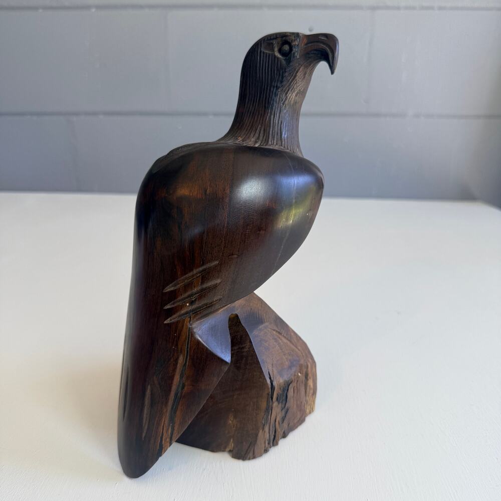 Vintage Hand-Carved Desert Ironwood Eagle Sculpture